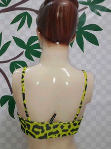 (800)Neon Leopard Print Bikini Top