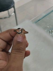 925 Sterling Stylish Rose Gold 'CC' Ring Wth Hallm