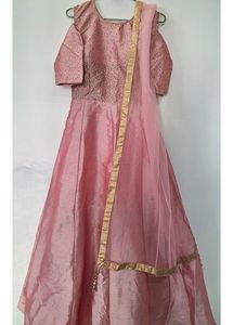 Baby Pink Cold-Shoulder Gown