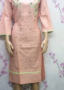 Kurti pink 1 piece attractive embroidery fancy