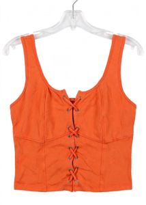 Orange Lace-Up Crop Top
