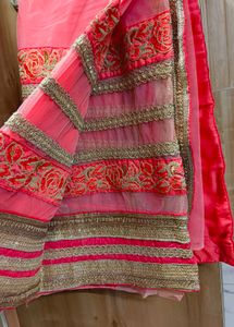 Beautiful Pink Saree with Embroidery
