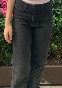 Classic Black Washed Wide-Leg Jeans