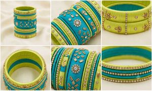 Stunning Silk &amp; Kundan Bangles - Set of 24