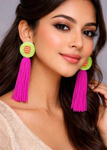 Vibrant Beaded Tassel Earrings