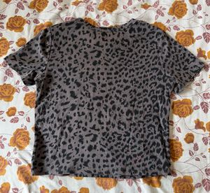 Leopard Print Top with detachable Chain Detai