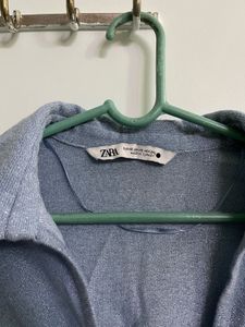 Zara Sparkly Blue Long Sleeve Top