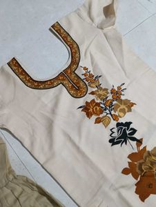 Beige Kurta with Pants Set