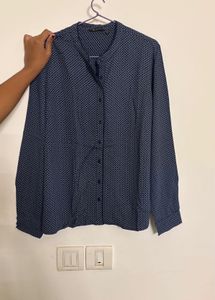 women’s Blue Printed Shirt for office