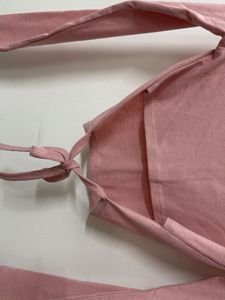 Pink V-Neck Long Sleeve Crop Top
