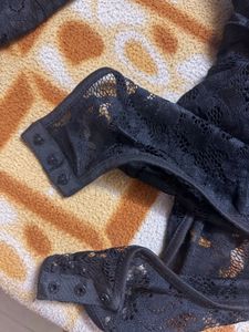 Black Lace V-Neck Long Sleeve Top (bodysuit)