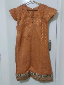 Orange Kurta with Golden Print