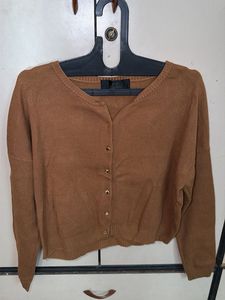 Chic Brown Cropped Cardigan