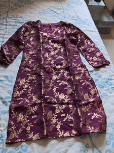Elegant Purple Silk Kurta shara set