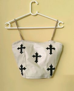 Cross Print Corset Top