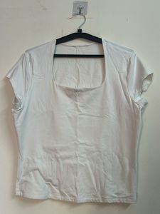 White Square Neck T-Shirt