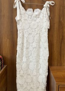 White lace bow dress with tags