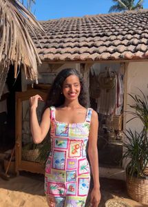Vibrant Stamp Print Mini Dress