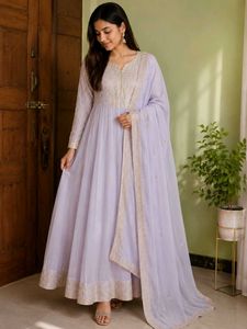 New Lavender gown dupatta set