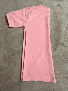Pink Ribbed Tunic with Button Detail