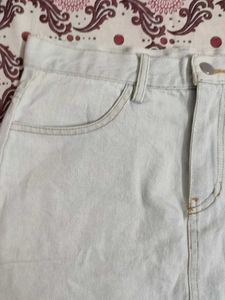 Light Wash Denim Frayed Skirt