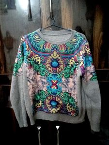Colorful Patterned Pullover Sweater