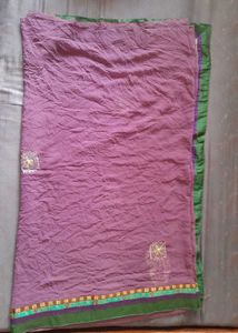 Elegant Lavender Saree with Green Border