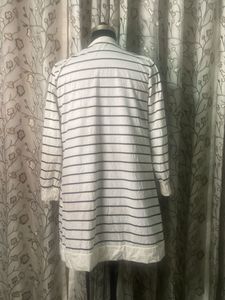 Striped Open Front Cardigan