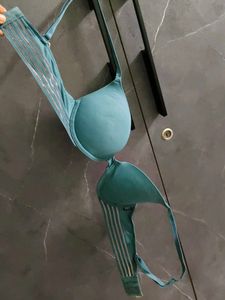 Teal Padded Bra with Strappy Detail