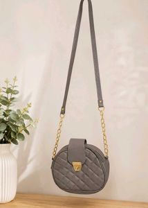 Stylish Brown Quilted Round Sling Bag for Women