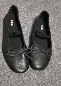 Mango Black Bow Ballerinas