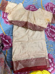 Elegant Cream Saree with Maroon Border
