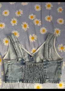 Light Wash Denim Crop Top