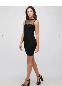 Chic Black Mesh Neckline Dress