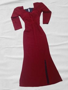 Sequin Maroon Maxi Dress with Slit (UNUSED)