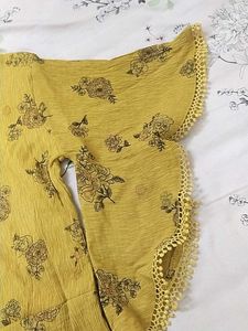 Yellow Floral Bell Sleeve Blouse