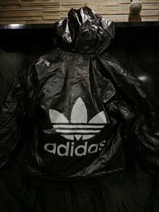 Shiny Black Hooded Jacket
