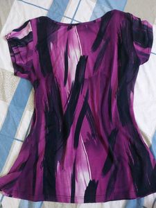 Y2K Purple Abstract Print Top