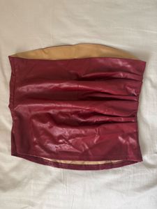Maroon Faux Leather Tube Top