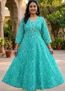 💚🩵 Embroidery Green Kurta