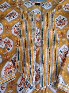 Stylish Yellow Printed Kurta Set