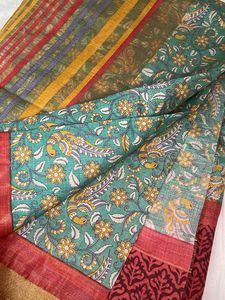 Vibrant Striped &amp; Floral Saree