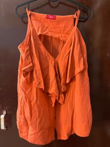 Stylish Orange Ruffle Top