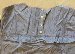 Monsoon Blue Striped Embroidered Top