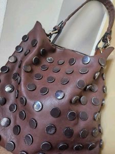 Clearance sale 💖 Brown metallic studded hobo bag