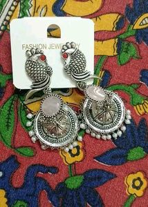 Boho Silver Jhumka Earrings
