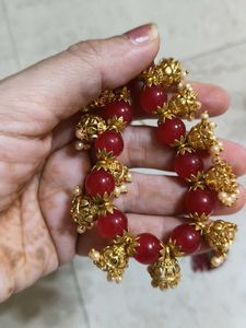 Red Beaded Jewellery Set with Ring