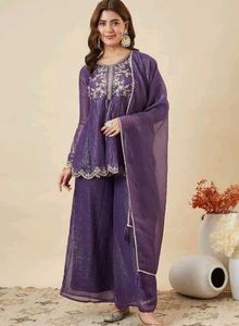 Elegant Purple Silk Kurti Set