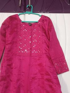 Pink Embroidered Kurta