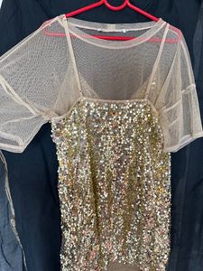 Sequin Cami and Mesh Top Set